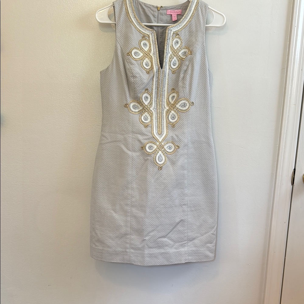 Lilly Pulitzer Gray Dress with Gold Accents